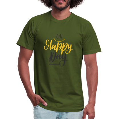 Oh Happy Day B Unisex Jersey T-Shirt by Bella + Canvas - olive