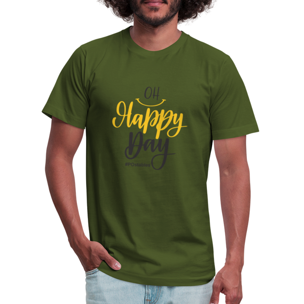 Oh Happy Day B Unisex Jersey T-Shirt by Bella + Canvas - olive