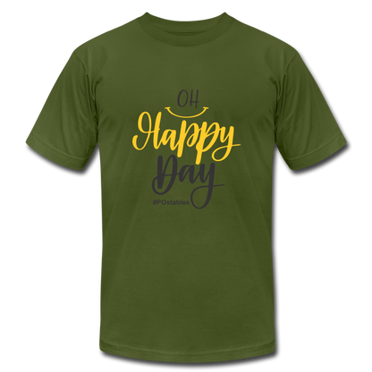 Oh Happy Day B Unisex Jersey T-Shirt by Bella + Canvas - olive