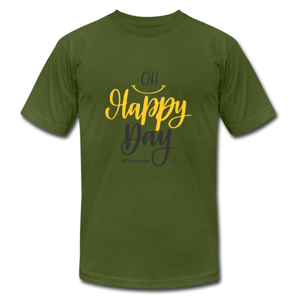 Oh Happy Day B Unisex Jersey T-Shirt by Bella + Canvas - olive