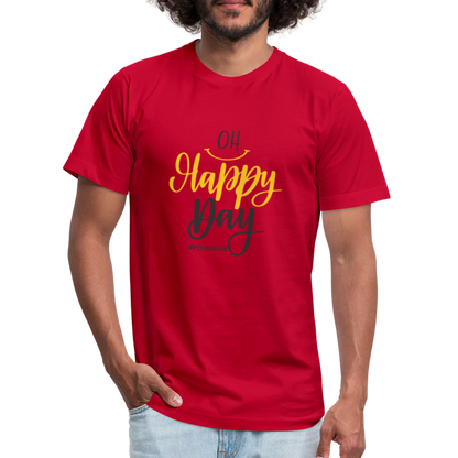 Oh Happy Day B Unisex Jersey T-Shirt by Bella + Canvas - red