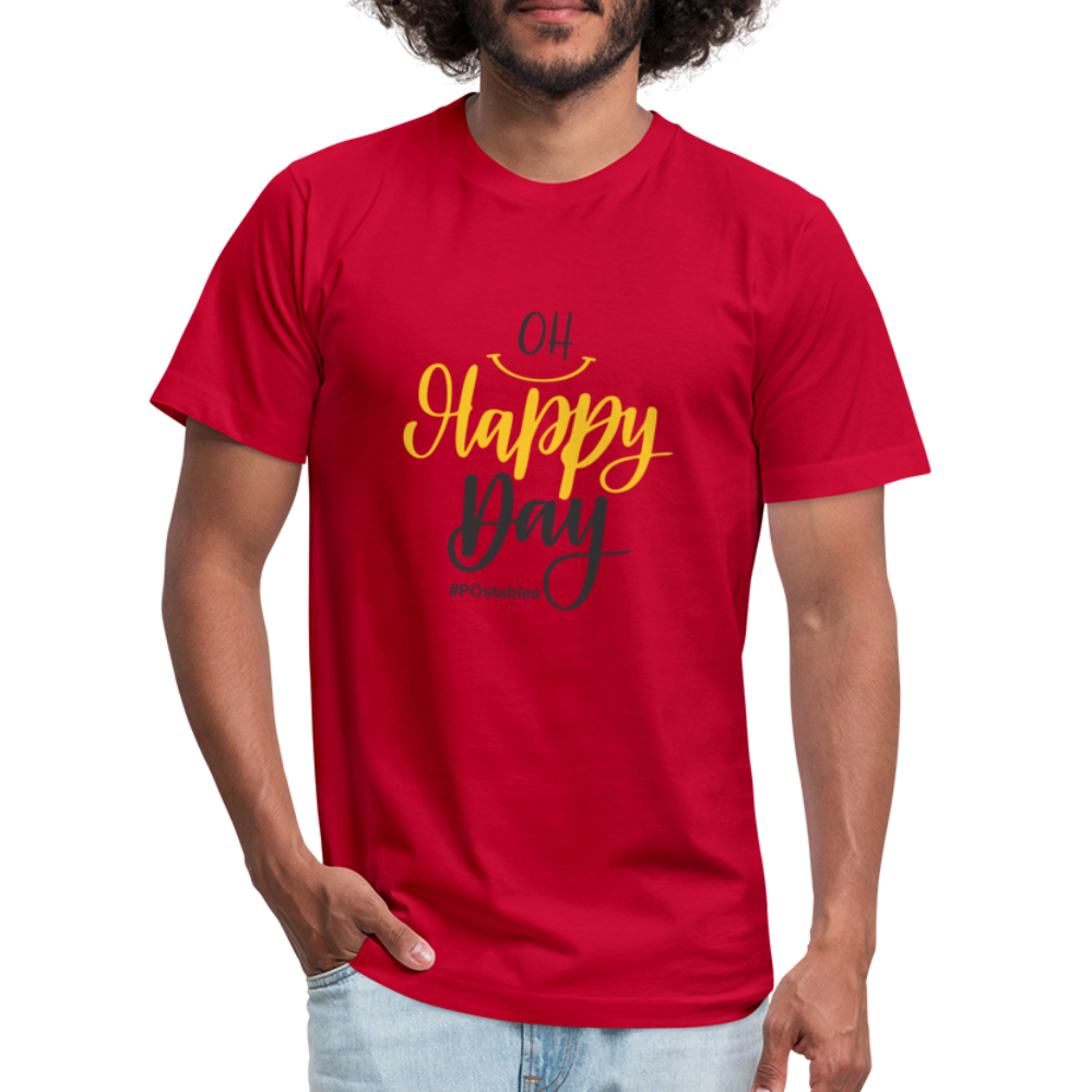Oh Happy Day B Unisex Jersey T-Shirt by Bella + Canvas - red