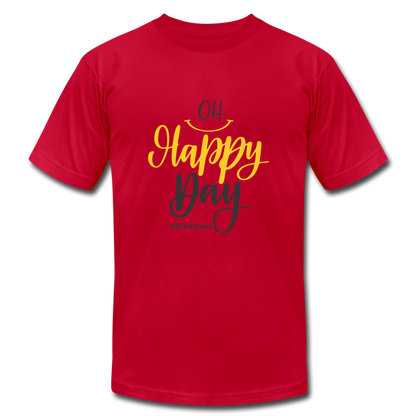 Oh Happy Day B Unisex Jersey T-Shirt by Bella + Canvas - red