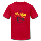 Oh Happy Day B Unisex Jersey T-Shirt by Bella + Canvas - red