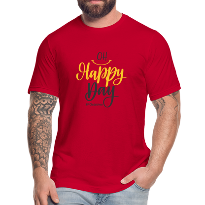 Oh Happy Day B Unisex Jersey T-Shirt by Bella + Canvas - red