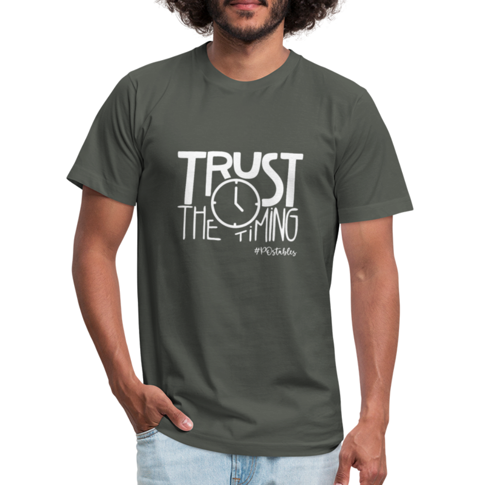 Trust The Timing Unisex Jersey T-Shirt by Bella + Canvas - asphalt