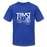 Trust The Timing Unisex Jersey T-Shirt by Bella + Canvas - royal blue