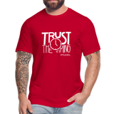 Trust The Timing Unisex Jersey T-Shirt by Bella + Canvas - red