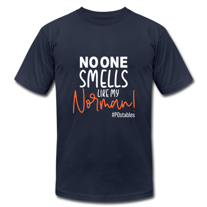 No One Smells Like my Norman W Unisex Jersey T-Shirt by Bella + Canvas - navy