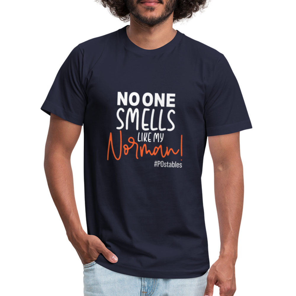 No One Smells Like my Norman W Unisex Jersey T-Shirt by Bella + Canvas - navy