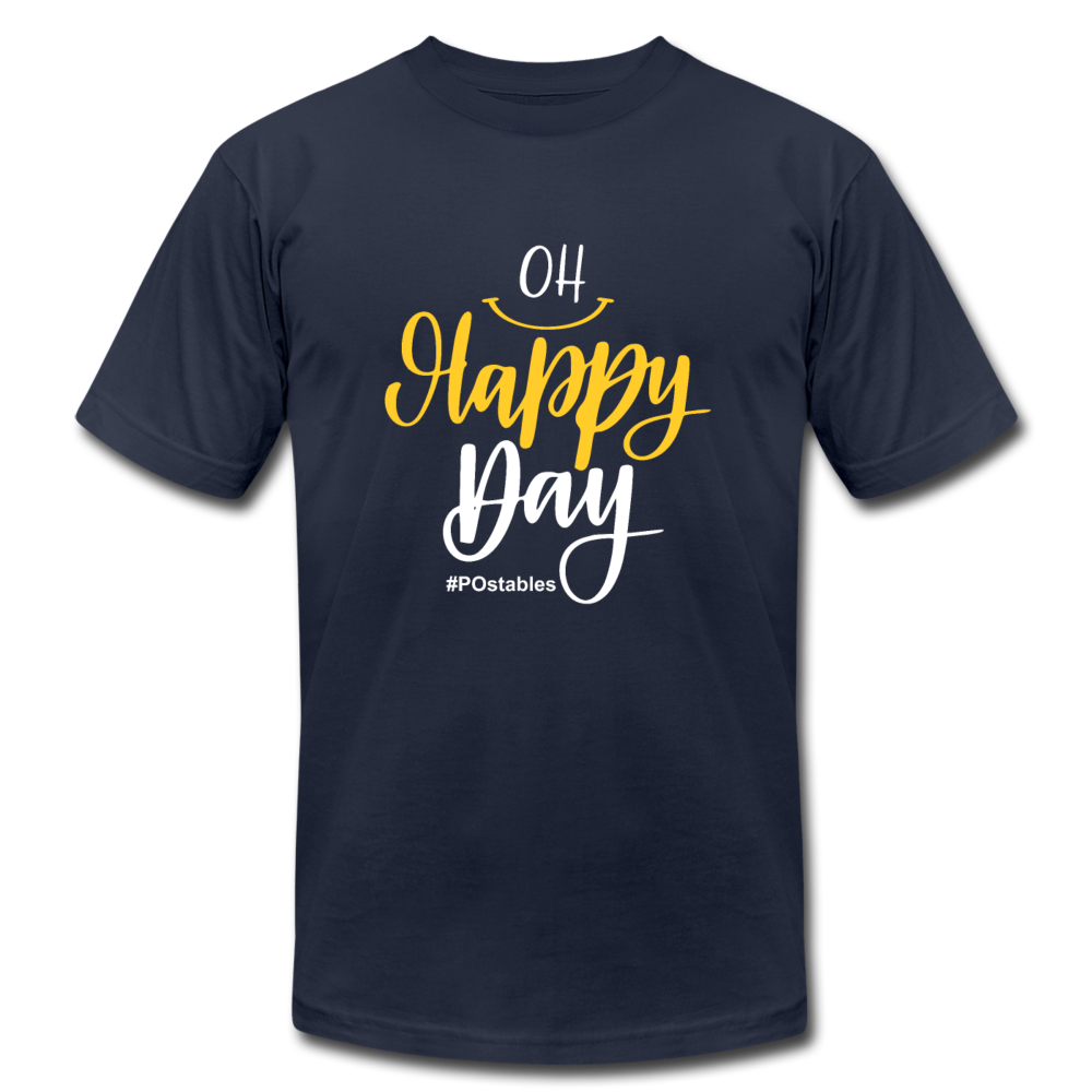 Oh Happy Day W Unisex Jersey T-Shirt by Bella + Canvas - navy
