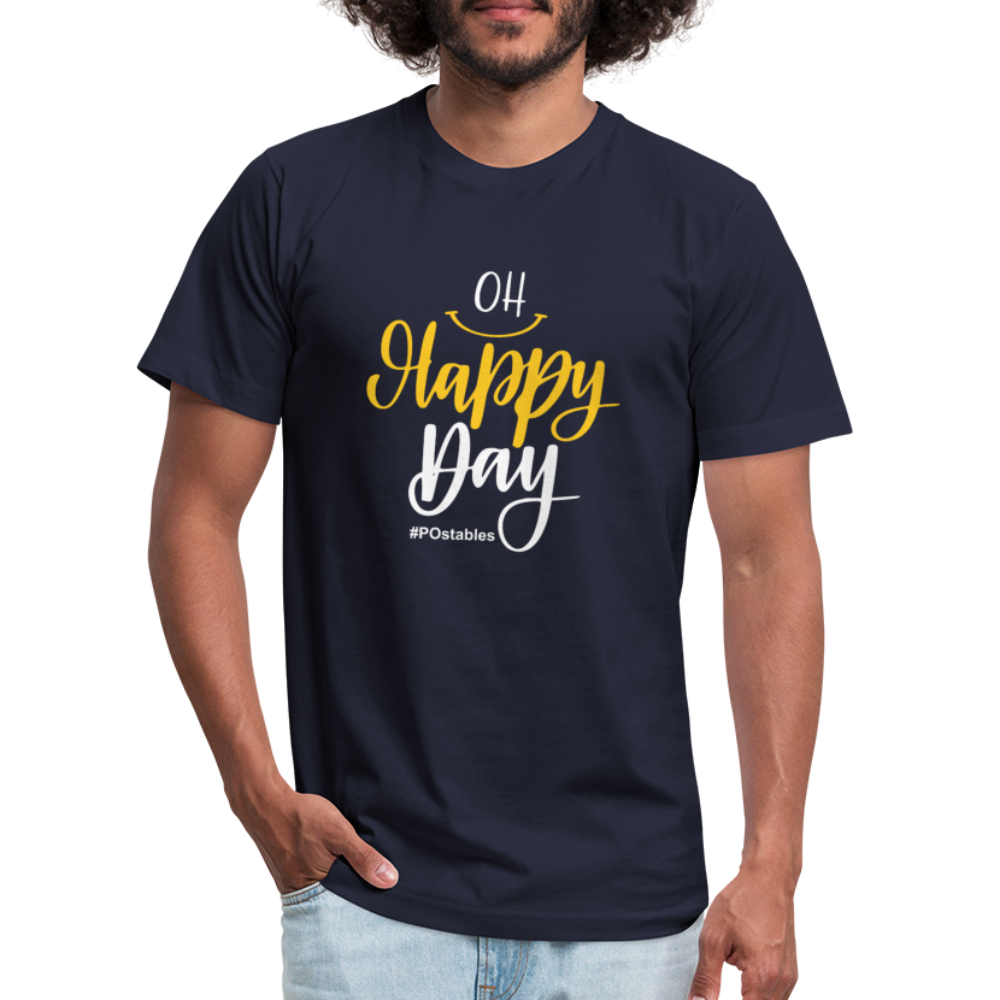 Oh Happy Day W Unisex Jersey T-Shirt by Bella + Canvas - navy
