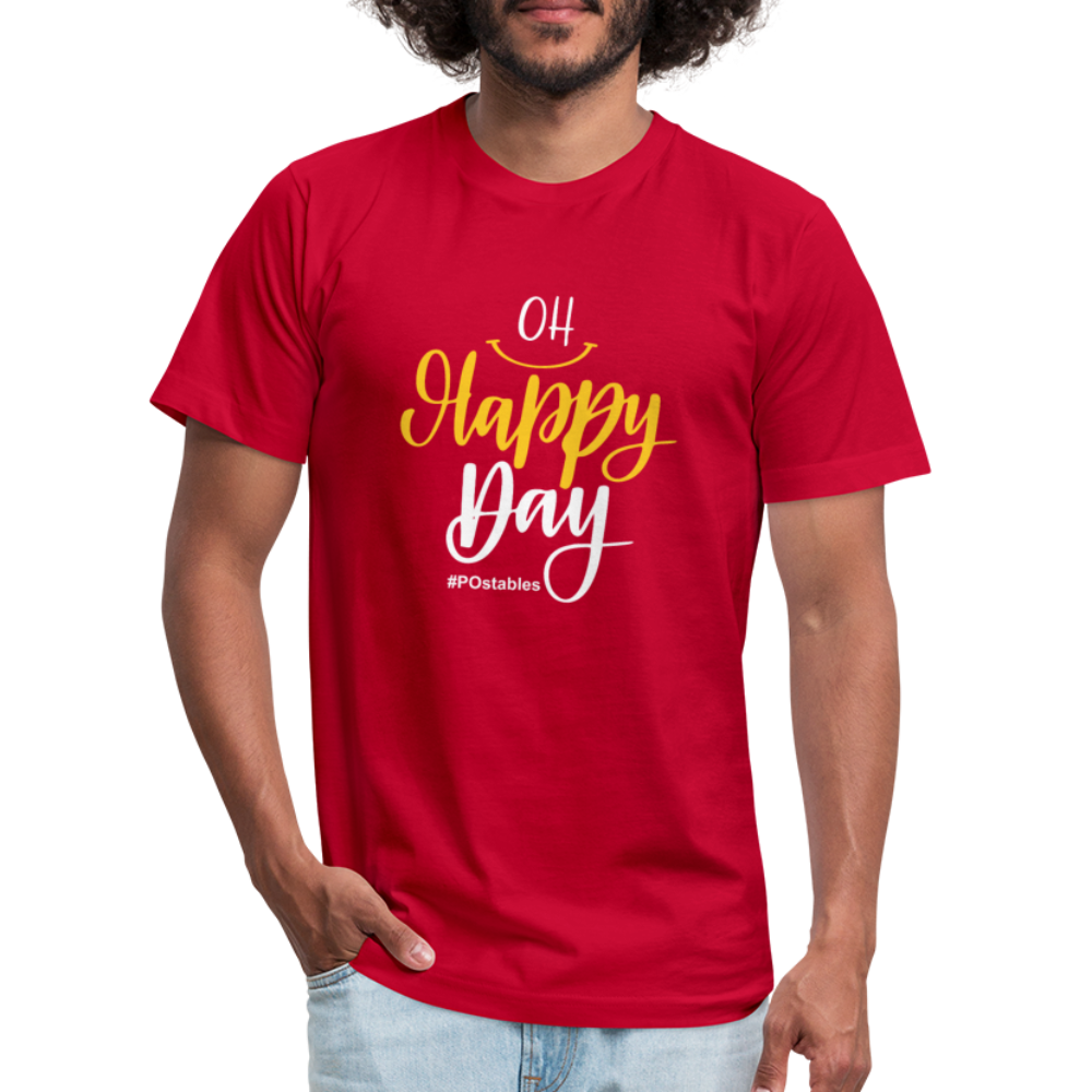 Oh Happy Day W Unisex Jersey T-Shirt by Bella + Canvas - red