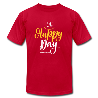 Oh Happy Day W Unisex Jersey T-Shirt by Bella + Canvas - red