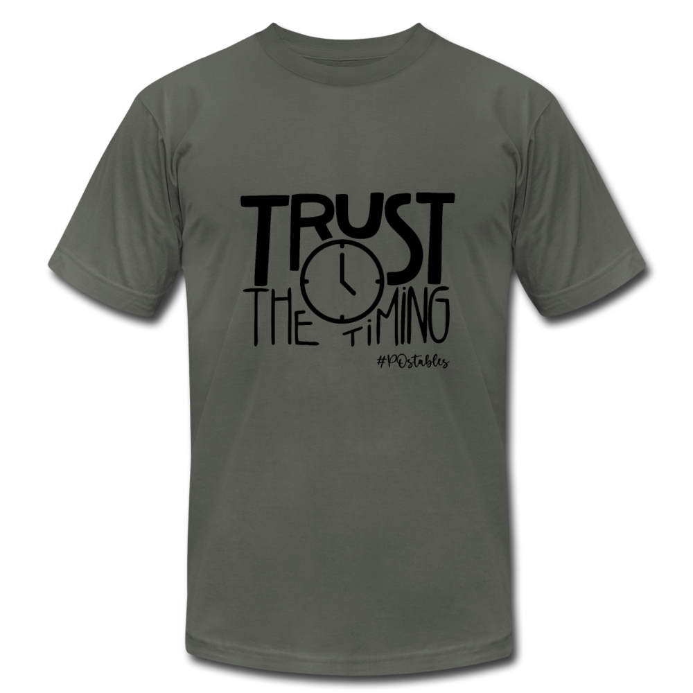 Trust The Timing B Unisex Jersey T-Shirt by Bella + Canvas - asphalt