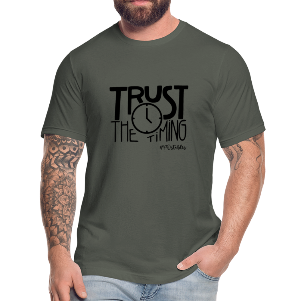 Trust The Timing B Unisex Jersey T-Shirt by Bella + Canvas - asphalt