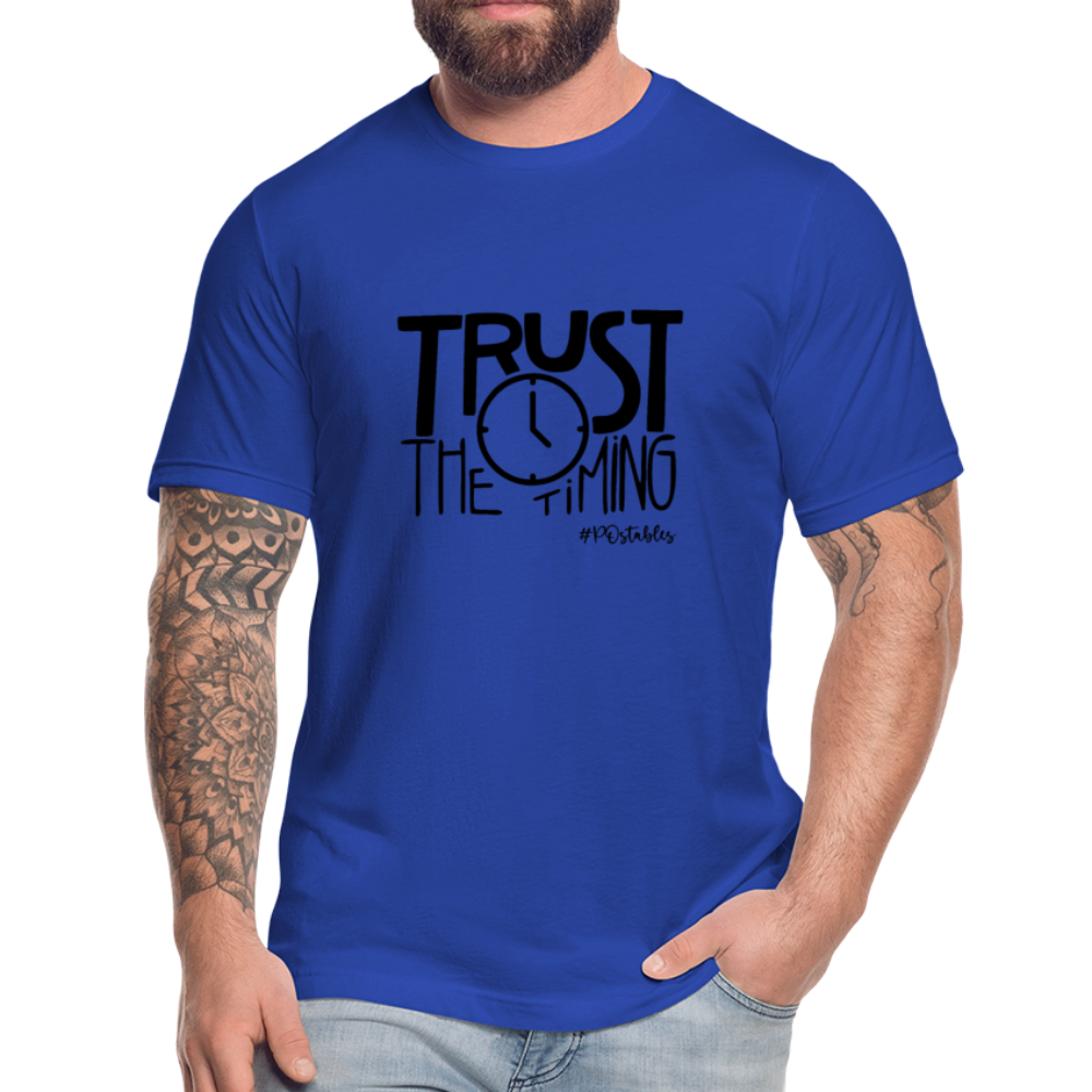 Trust The Timing B Unisex Jersey T-Shirt by Bella + Canvas - royal blue