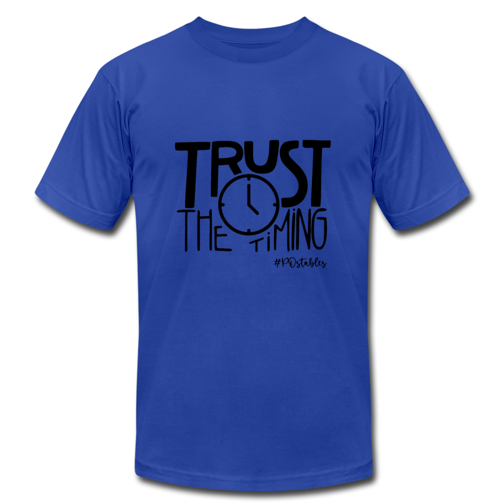 Trust The Timing B Unisex Jersey T-Shirt by Bella + Canvas - royal blue