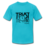 Trust The Timing B Unisex Jersey T-Shirt by Bella + Canvas - turquoise