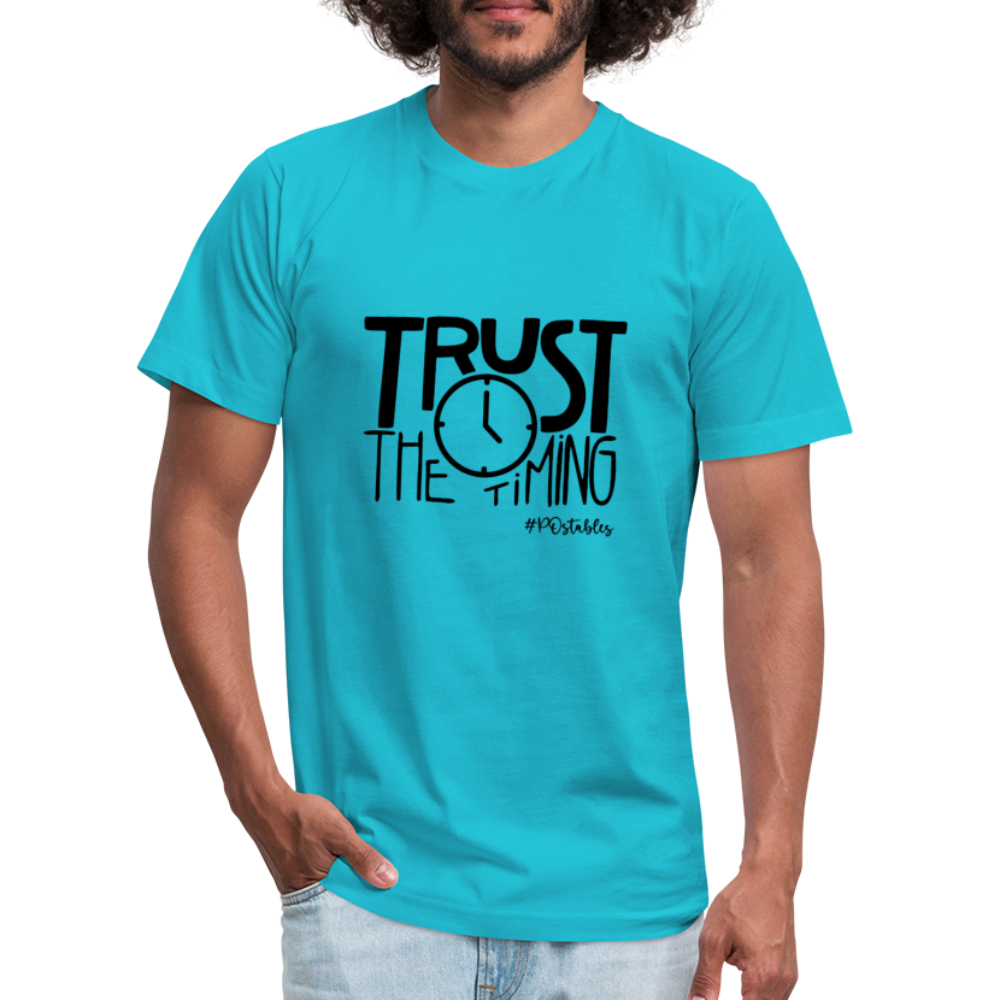 Trust The Timing B Unisex Jersey T-Shirt by Bella + Canvas - turquoise