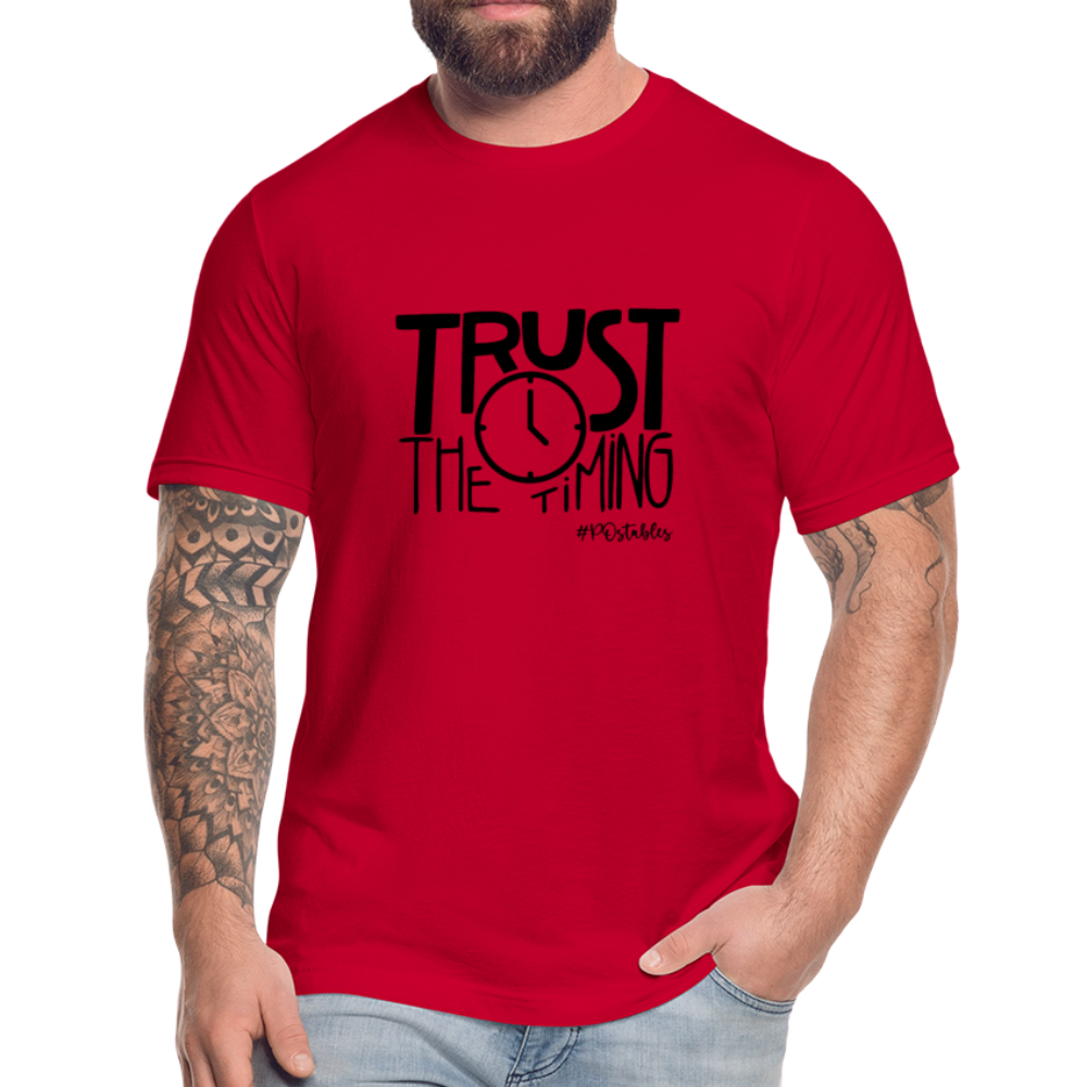 Trust The Timing B Unisex Jersey T-Shirt by Bella + Canvas - red