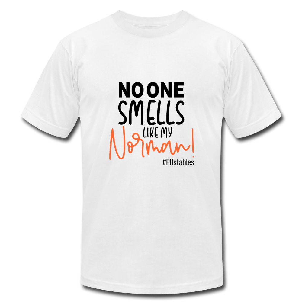 No One Smells Like my Norman B Unisex Jersey T-Shirt by Bella + Canvas - white