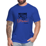 No One Smells Like my Norman B Unisex Jersey T-Shirt by Bella + Canvas - royal blue
