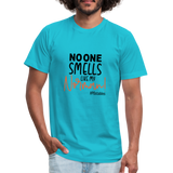 No One Smells Like my Norman B Unisex Jersey T-Shirt by Bella + Canvas - turquoise