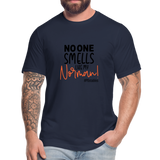 No One Smells Like my Norman B Unisex Jersey T-Shirt by Bella + Canvas - navy