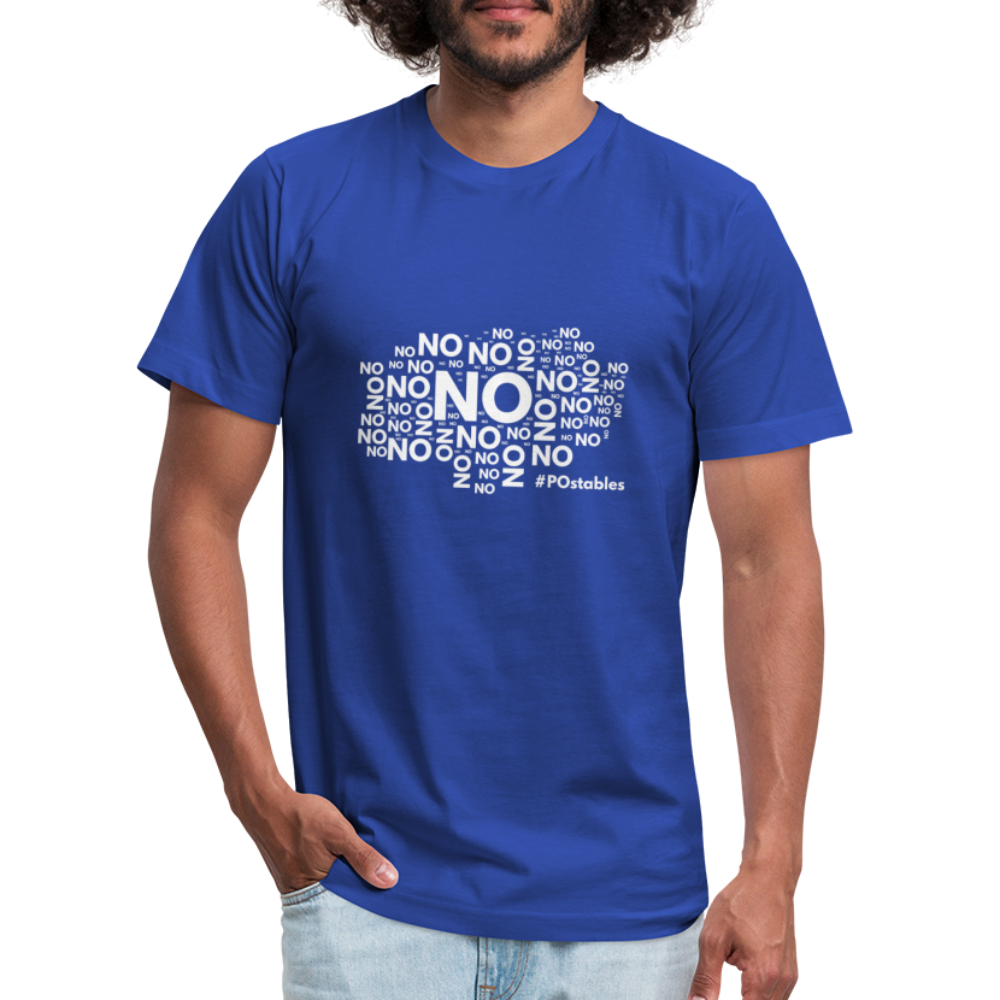 No No NO Unisex Jersey T-Shirt by Bella + Canvas - royal blue