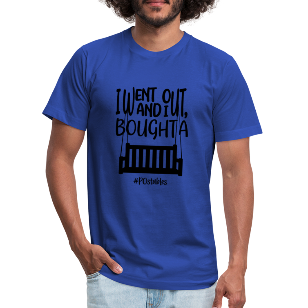 I went out, and I bought a porch swing B Unisex Jersey T-Shirt by Bella + Canvas - royal blue