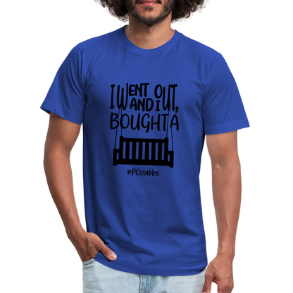 I went out, and I bought a porch swing B Unisex Jersey T-Shirt by Bella + Canvas - royal blue