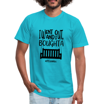 I went out, and I bought a porch swing B Unisex Jersey T-Shirt by Bella + Canvas - turquoise