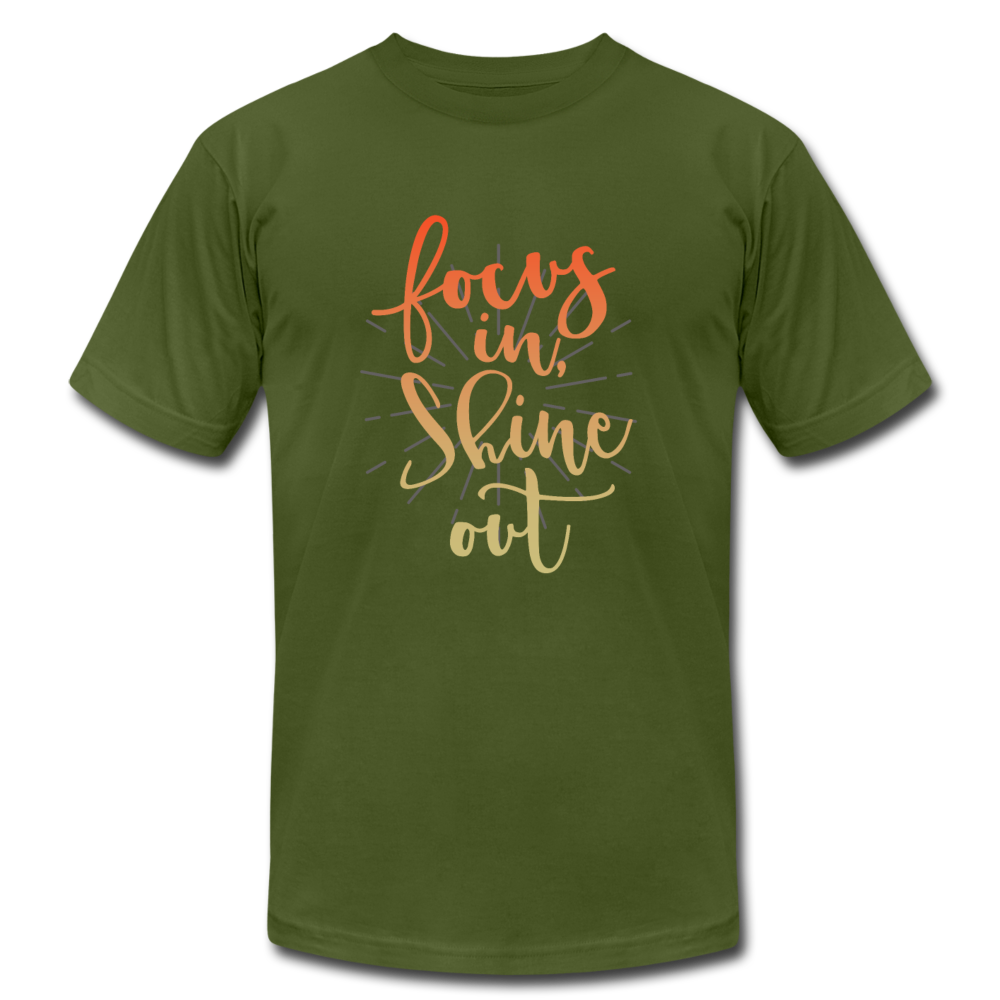 Focus in Shine Out O Unisex Jersey T-Shirt by Bella + Canvas - olive