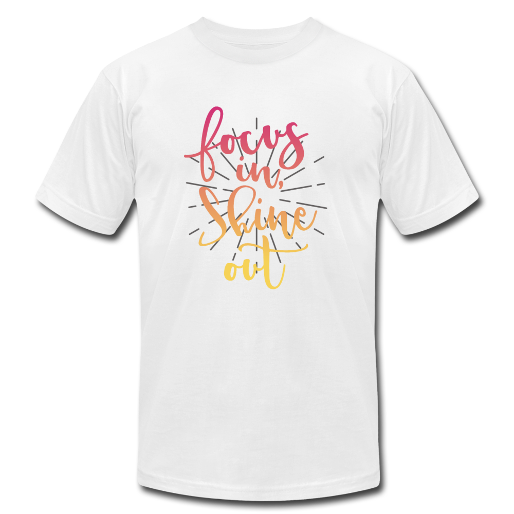 Focus in Shine Out P Unisex Jersey T-Shirt by Bella + Canvas - white
