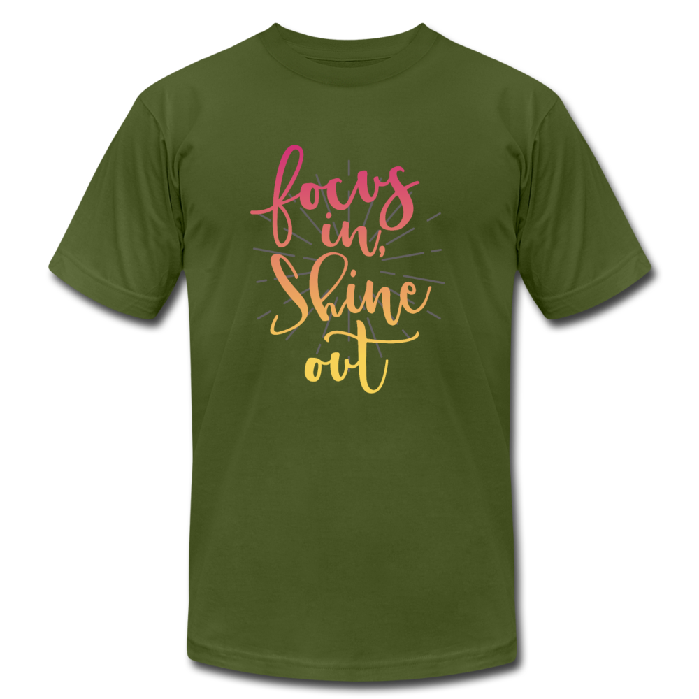 Focus in Shine Out P Unisex Jersey T-Shirt by Bella + Canvas - olive