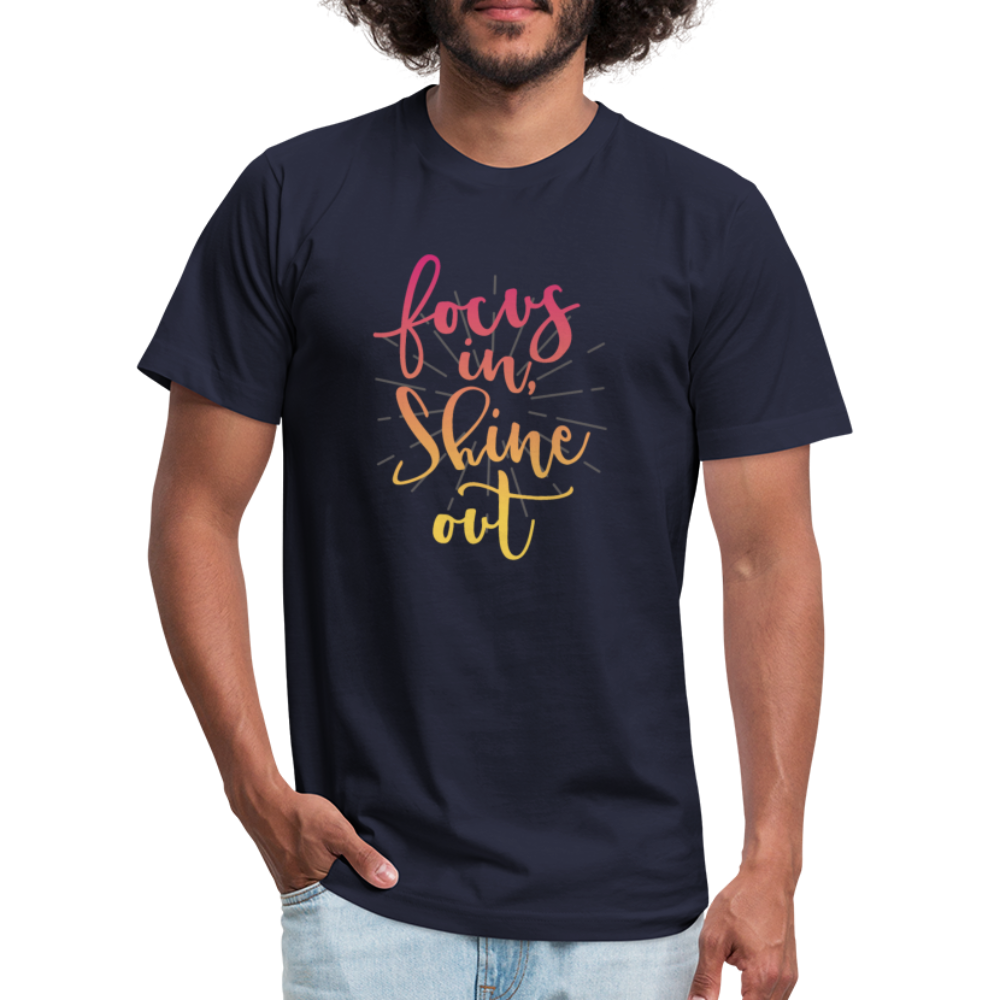 Focus in Shine Out P Unisex Jersey T-Shirt by Bella + Canvas - navy