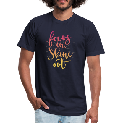 Focus in Shine Out P Unisex Jersey T-Shirt by Bella + Canvas - navy