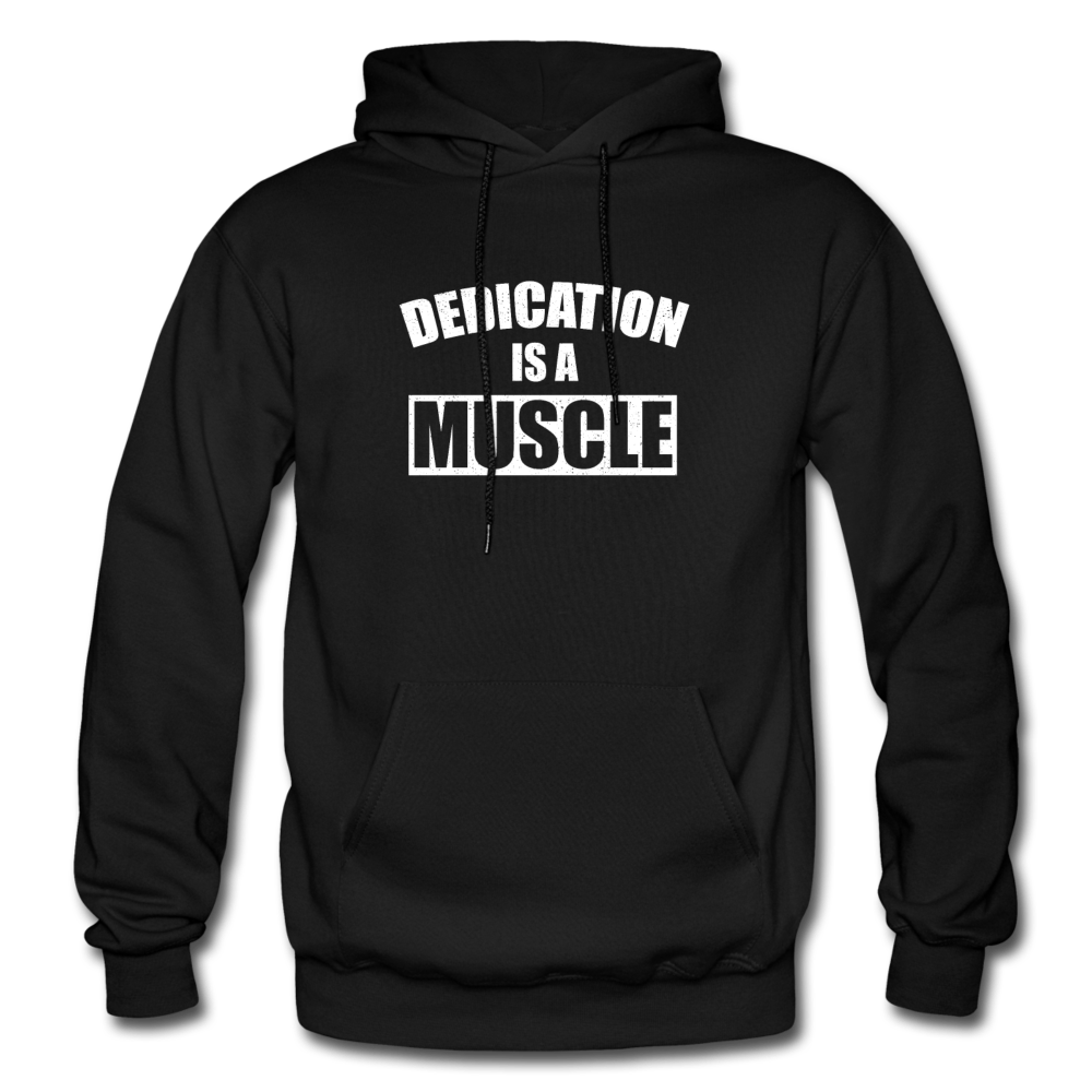 Dedication is a Muscle W Gildan Heavy Blend Adult Hoodie - black