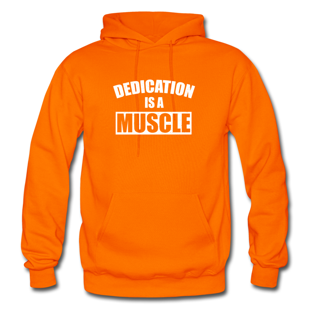 Dedication is a Muscle W Gildan Heavy Blend Adult Hoodie - orange