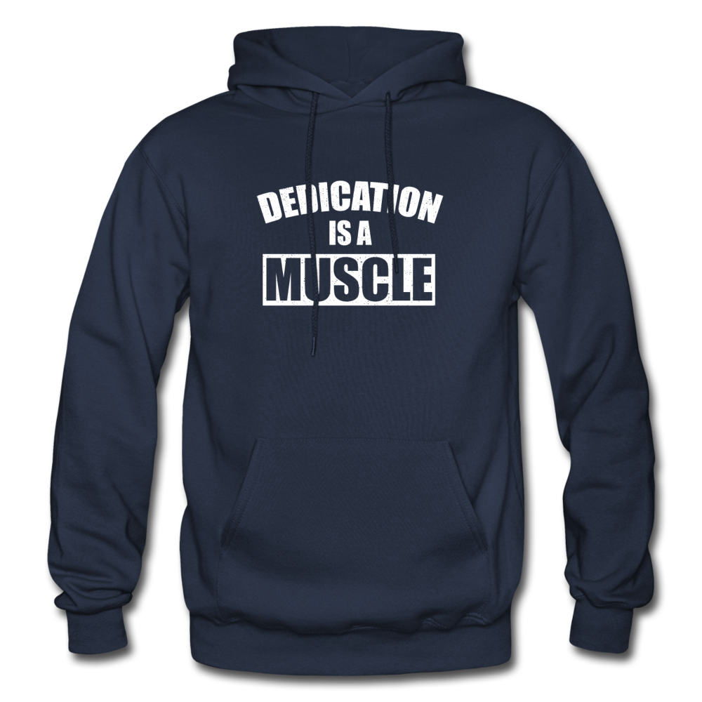 Dedication is a Muscle W Gildan Heavy Blend Adult Hoodie - navy