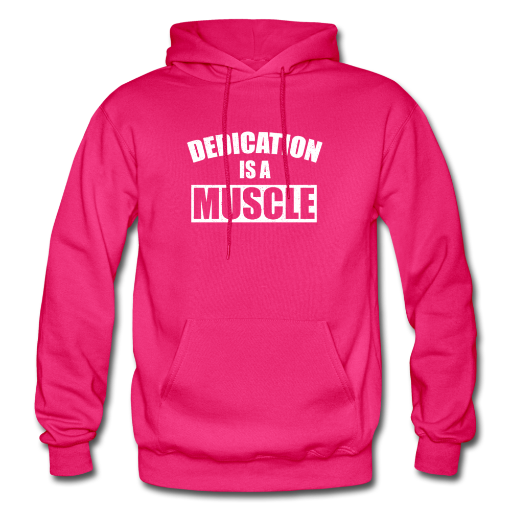 Dedication is a Muscle W Gildan Heavy Blend Adult Hoodie - fuchsia