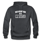 Dedication is a Muscle W Gildan Heavy Blend Adult Hoodie - charcoal grey