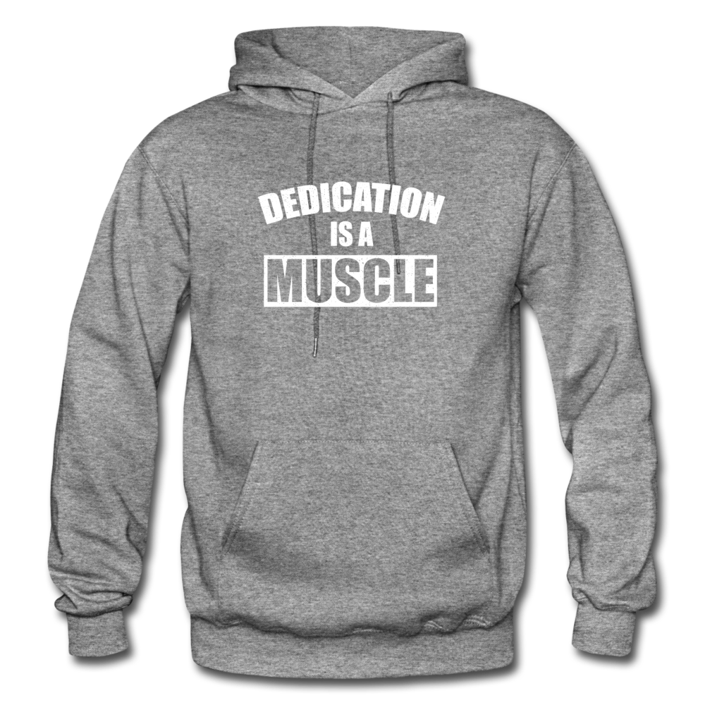 Dedication is a Muscle W Gildan Heavy Blend Adult Hoodie - graphite heather