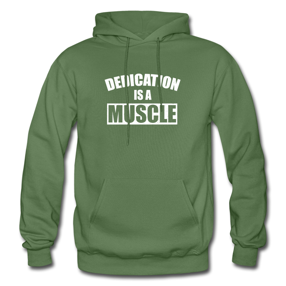 Dedication is a Muscle W Gildan Heavy Blend Adult Hoodie - military green