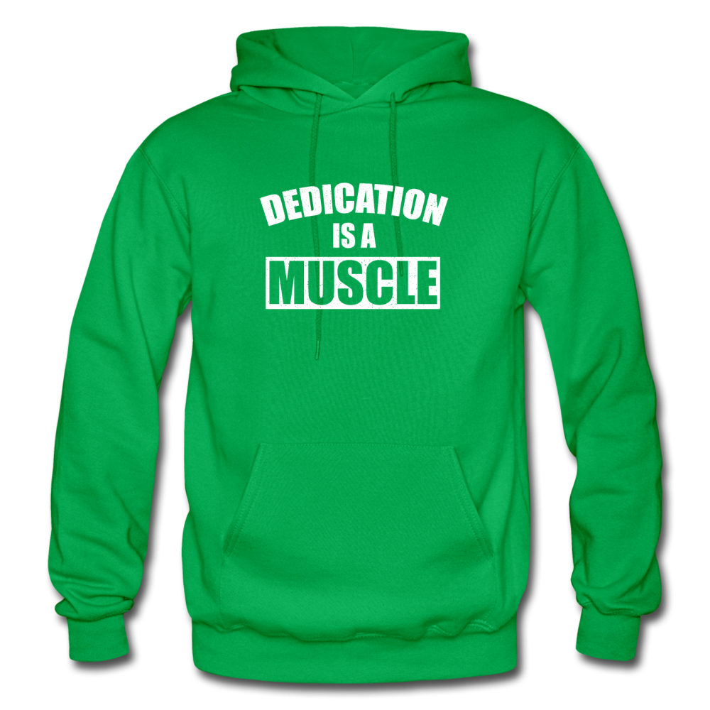 Dedication is a Muscle W Gildan Heavy Blend Adult Hoodie - kelly green