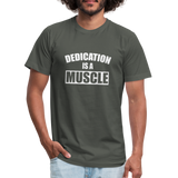 Dedication is a Muscle W Unisex Jersey T-Shirt by Bella + Canvas - asphalt