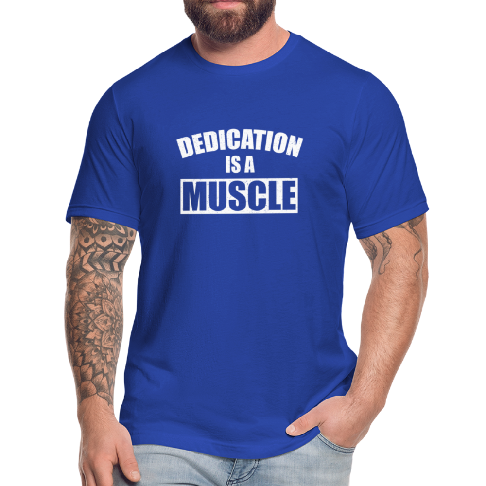 Dedication is a Muscle W Unisex Jersey T-Shirt by Bella + Canvas - royal blue