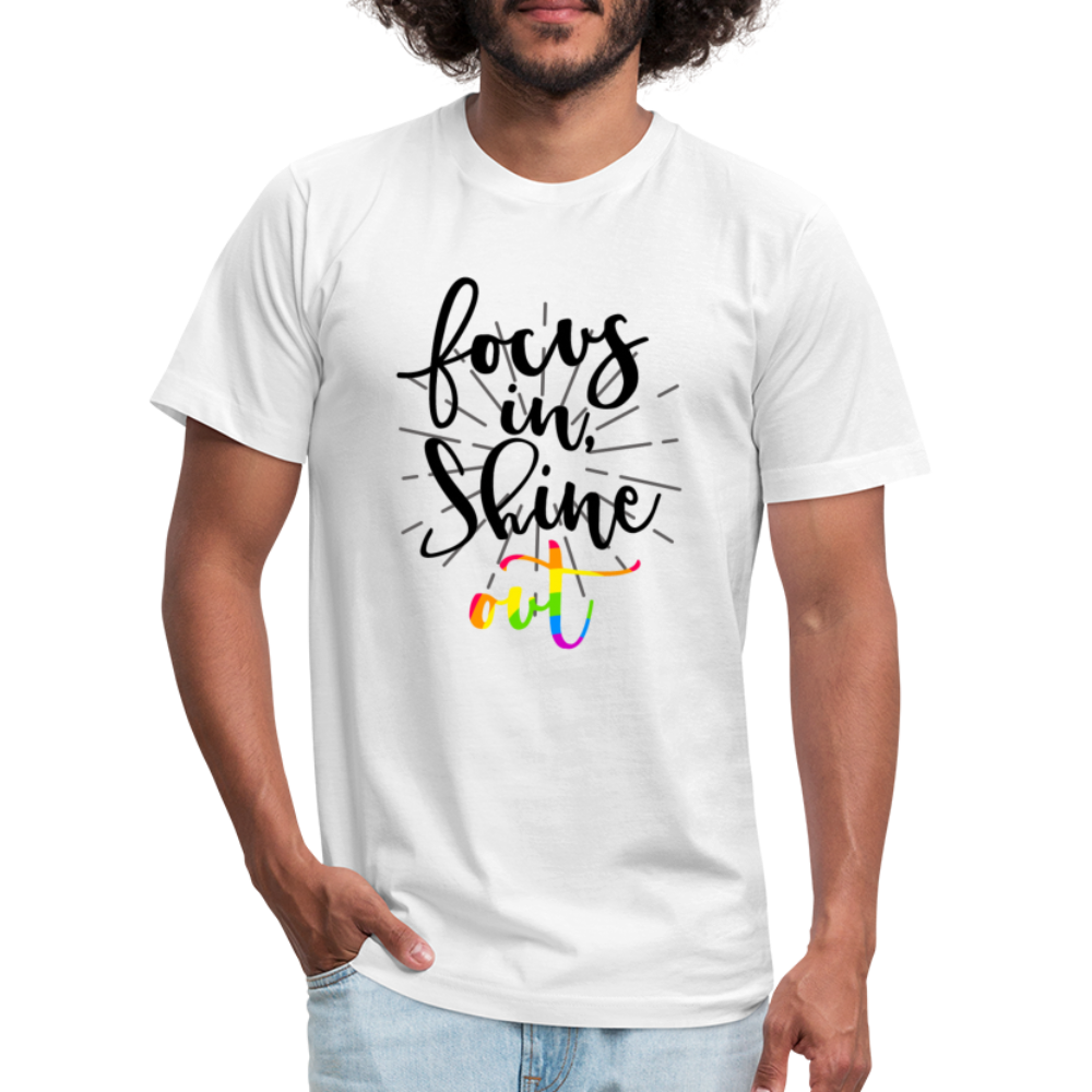 Focus in Shine Out BR Unisex Jersey T-Shirt by Bella + Canvas - white