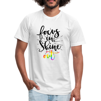 Focus in Shine Out BR Unisex Jersey T-Shirt by Bella + Canvas - white